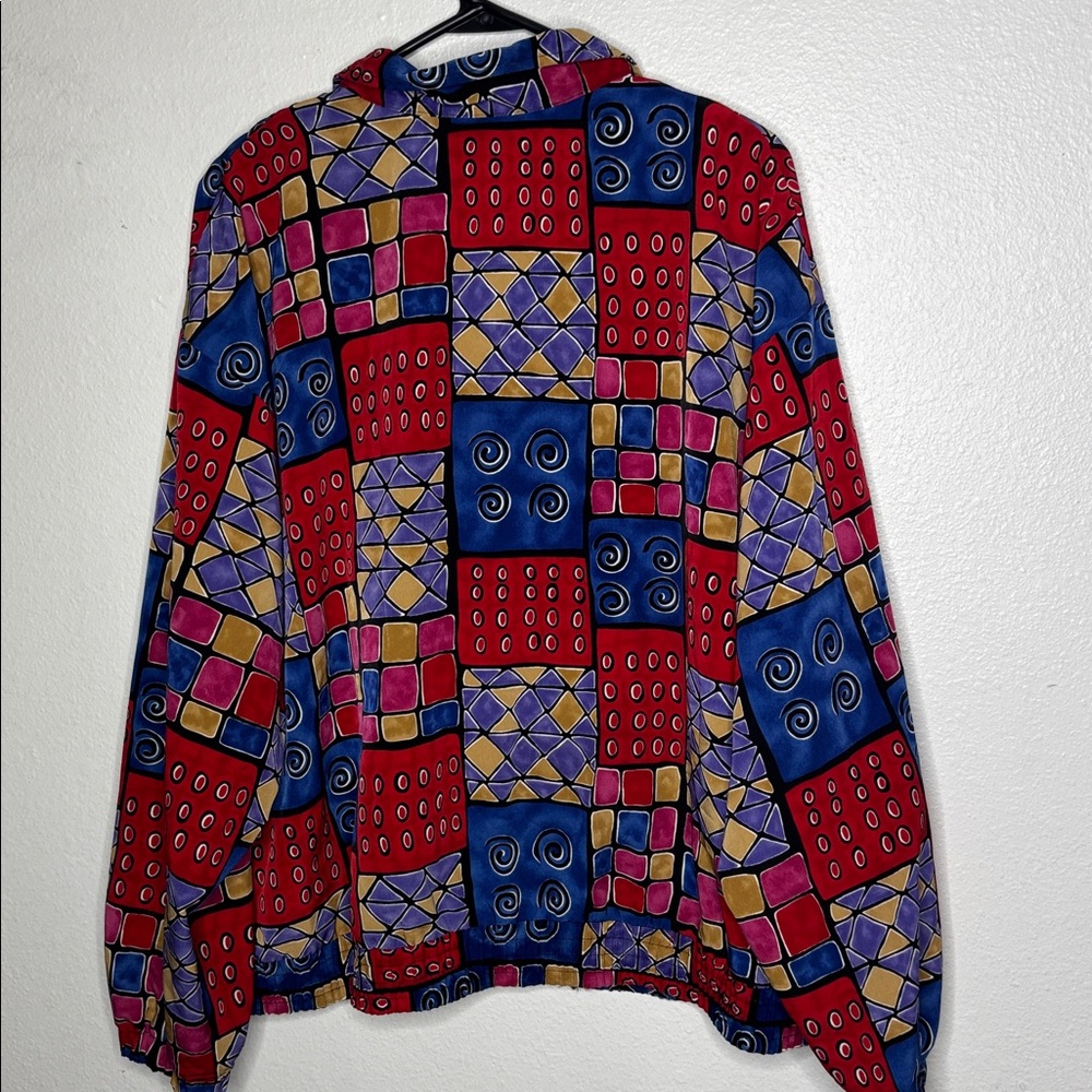Vintage Patchwork Geometric Bomber Windbreaker Ja… - image 3